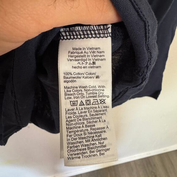 J.Crew Tissue Crepe Turtleneck Shirt SZ S Navy Blue Long Sleeve Pullover Cotton - Picture 7 of 8